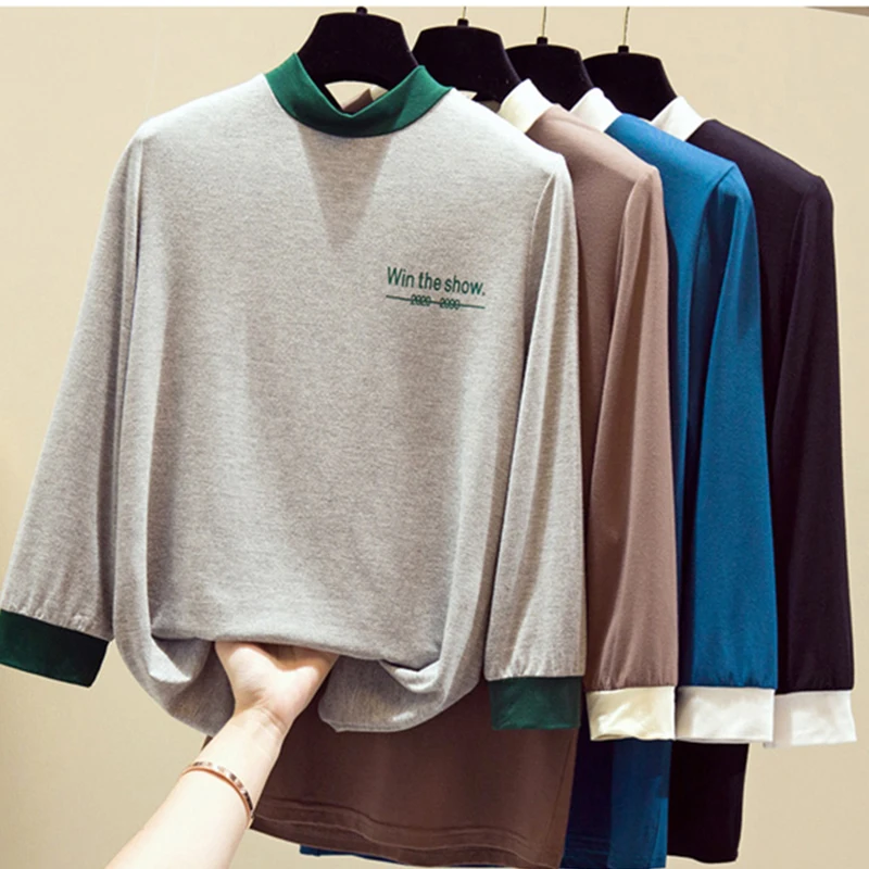 2020 New Long Sleeve Shirt Women T-shirts Patchwork Neck Tees Korean Style Tshirt Clothing Camiseta Mujer Summer Spring
2020 New Long Sleeve Shirt Women T-shirts Patchwork Neck Tees Korean Style Tshirt Clothing Camiseta Mujer Summer Spring