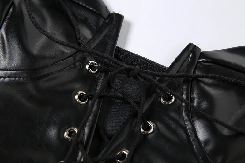 Popular Black Leather PU trapless Bodysuit Women Sexy Sleeveless Bodycon Playsuit Party Club Outfits Hollow Out Bandage Grommet
Popular Black Leather PU trapless Bodysuit Women Sexy Sleeveless Bodycon Playsuit Party Club Outfits Hollow Out Bandage Grommet