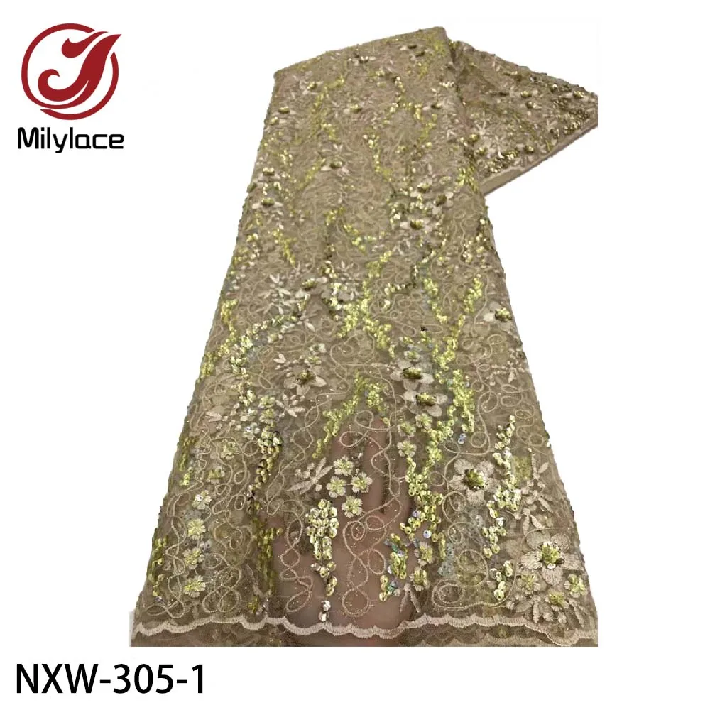 Milylace 2021 High Quality Sequins French Lace Fabric 5 Yards Embroidery Nigerian Lace Fabrics for Wedding Dress NXW-305
Milylace 2021 High Quality Sequins French Lace Fabric 5 Yards Embroidery Nigerian Lace Fabrics for Wedding Dress NXW-305