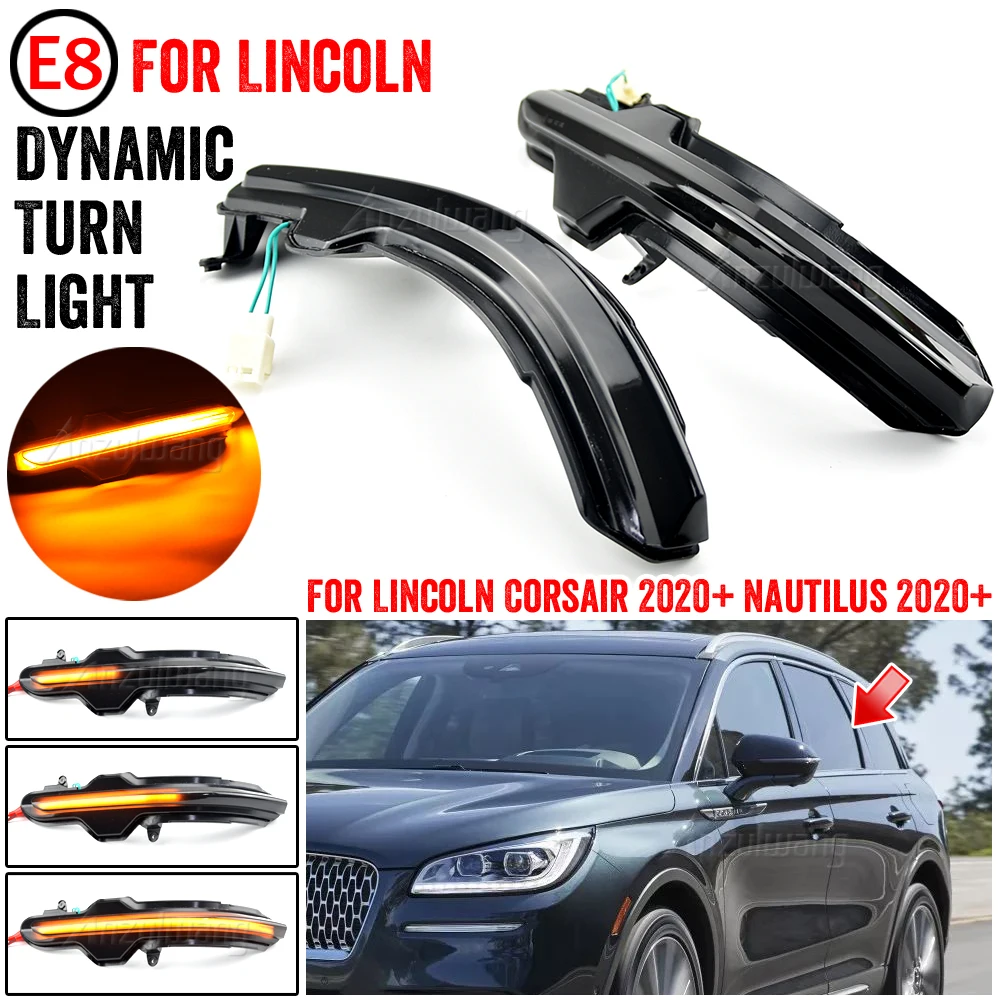 

Для Lincoln Corsair Nautilus 2019 2020 2021 автомобисветильник светодиодный динамический сигнал поворота, боковое зеркало, последовательный указатель пово...