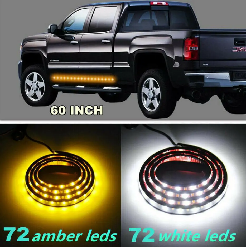 Pair 60" Side Kick Still Scuff LED Welcome Light Bar Running Board LED Sequential Flash Turn Signal Lights Amber White 12V
Pair 60" Side Kick Still Scuff LED Welcome Light Bar Running Board LED Sequential Flash Turn Signal Lights Amber White 12V
