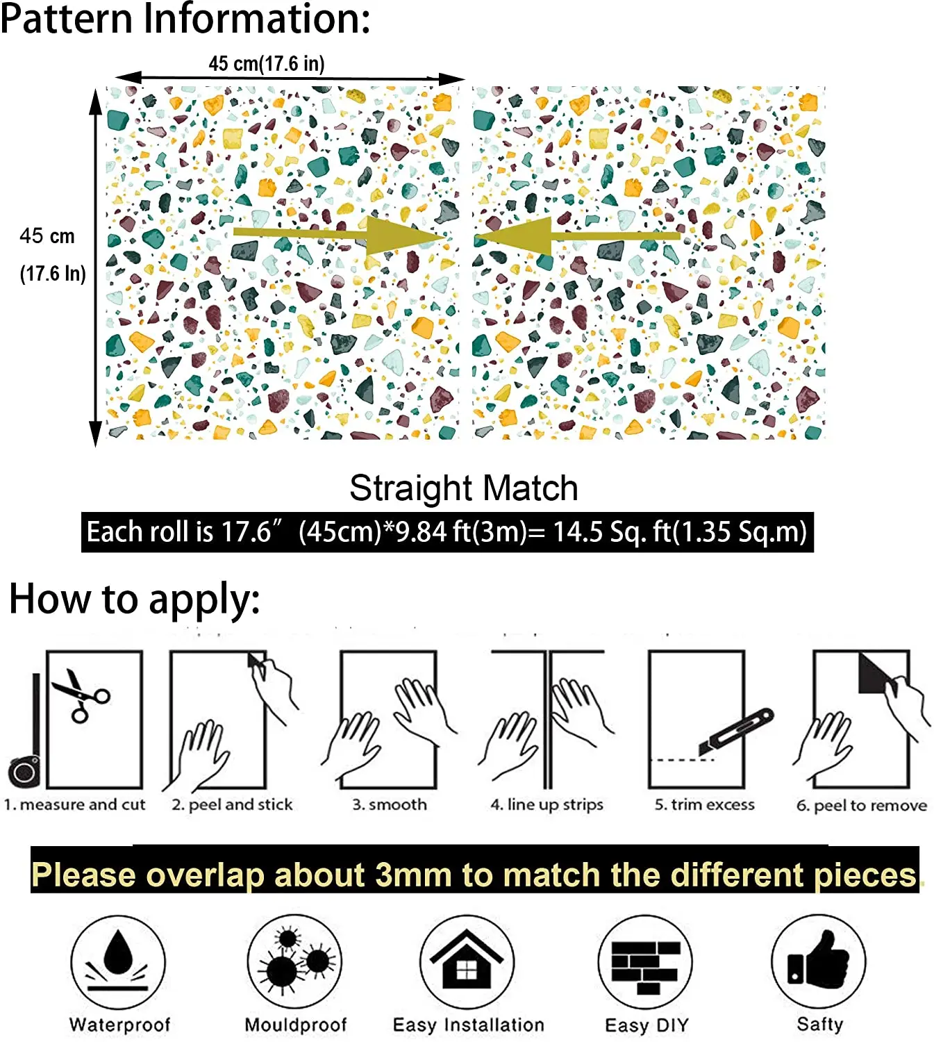 Peel and Stick Removable Waterstone Self-Adhesive Prepasted Wallpaper Wall Mural Decor For Home Bedroom Bathroom Walls Decortive
Peel and Stick Removable Waterstone Self-Adhesive Prepasted Wallpaper Wall Mural Decor For Home Bedroom Bathroom Walls Decortive
