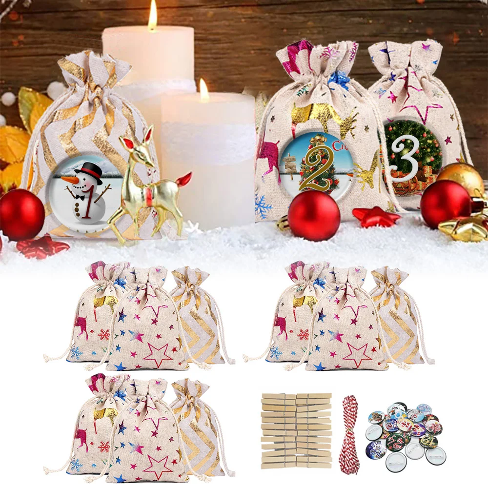 24pcs Numbers Bag Christmas Advent Calendar Ornament DIY Candy Bag Hanging Christmas Decorations For Home New Year Gift
24pcs Numbers Bag Christmas Advent Calendar Ornament DIY Candy Bag Hanging Christmas Decorations For Home New Year Gift