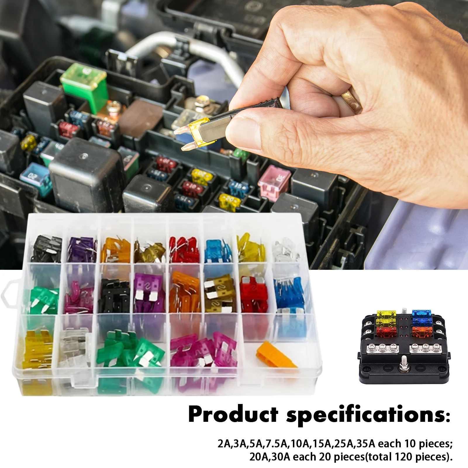 Car Fuses 120pcs 2A 3A 5A 7.5A 10A 15A 20A 25A Fireproof Assortment with Box Clip Assortment Auto Blade Type Fuse Set Truck
Car Fuses 120pcs 2A 3A 5A 7.5A 10A 15A 20A 25A Fireproof Assortment with Box Clip Assortment Auto Blade Type Fuse Set Truck