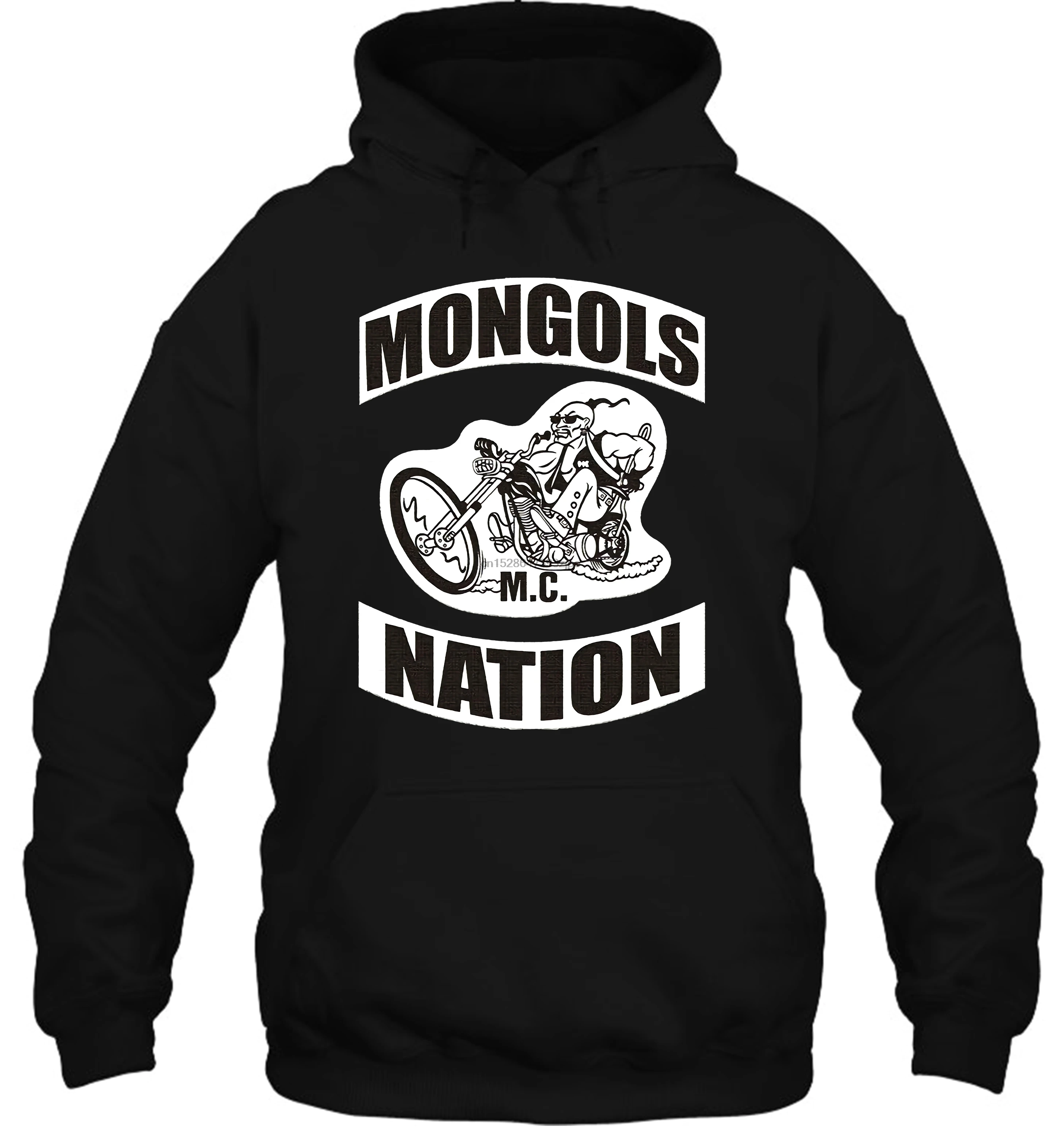Мужская толстовка Mongols Mc с нашивками графическим принтом повседневная черная