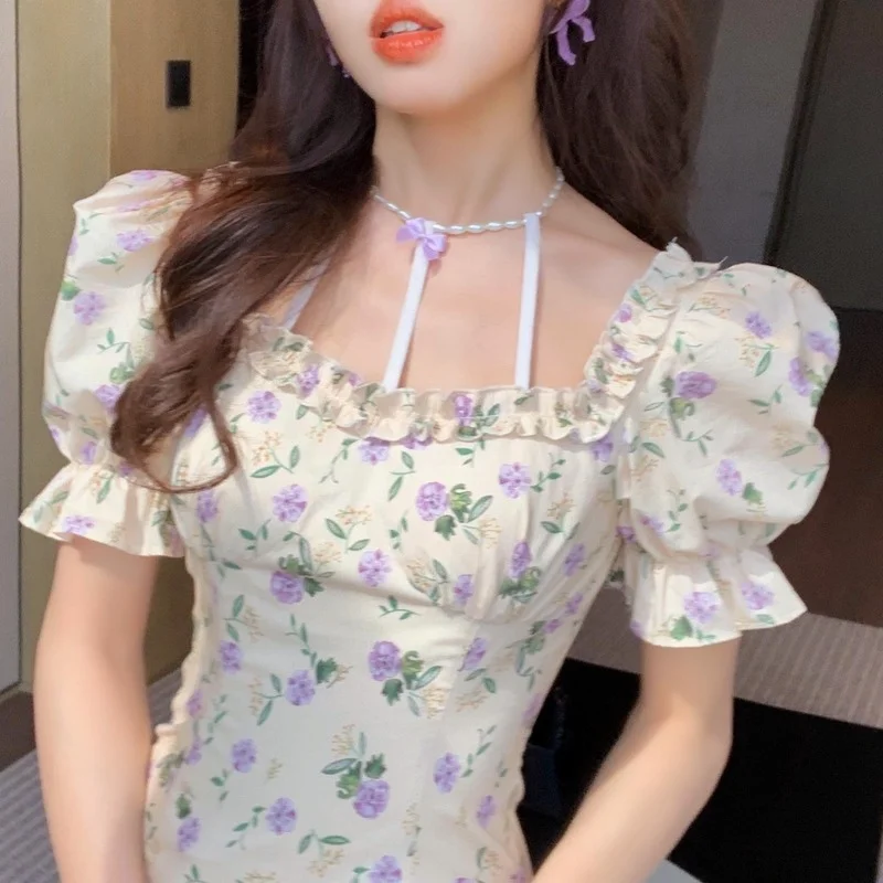 French Floral Fairy Dress Women Ruffled Vintage Puff Sleeve Mini Dress Female Elegant Princess Holiday Beach Boho Dress 2021 New
French Floral Fairy Dress Women Ruffled Vintage Puff Sleeve Mini Dress Female Elegant Princess Holiday Beach Boho Dress 2021 New