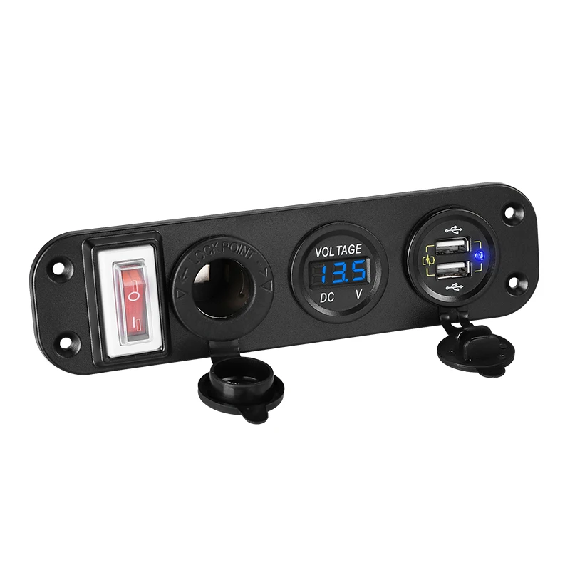 Quick Charge Dual USB Socket Car Charger QC3.0 LED Voltmeter 12V Power Outlet ON/Off Toggle Switch Panel for Boat Marine RV Truc
Quick Charge Dual USB Socket Car Charger QC3.0 LED Voltmeter 12V Power Outlet ON/Off Toggle Switch Panel for Boat Marine RV Truc