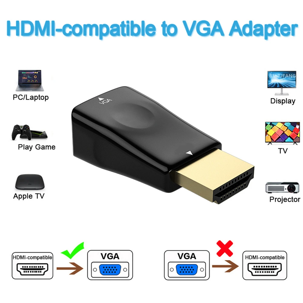 Адаптер HDMI-совместимый с VGA HD 1080P выход конвертер коннектор для компьютера