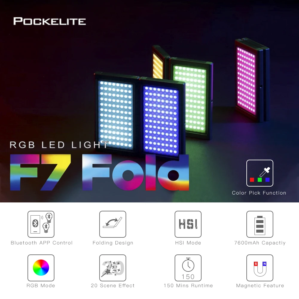 Falcon Eyes 24W F7 Fold Pocket RGB LED Light Android & iOS APP Control Adsorbable For Video/Youtube/Vlog Photography Fill Lamp
Falcon Eyes 24W F7 Fold Pocket RGB LED Light Android & iOS APP Control Adsorbable For Video/Youtube/Vlog Photography Fill Lamp