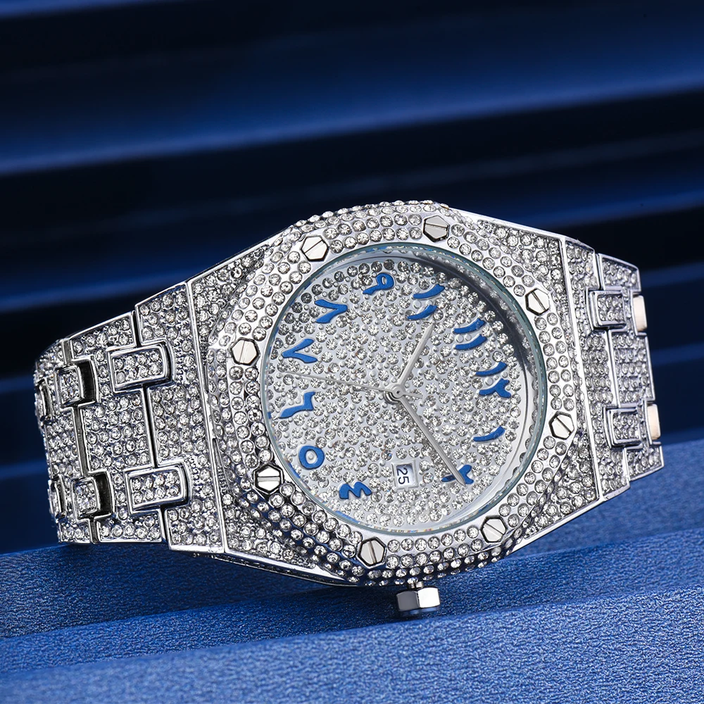 MISSFOX Full Diamond Watches Men Gold Men's Wristwatches Fashion Blingbling Quartz Men Watch Special Arabic Numbers Droshipping
MISSFOX Full Diamond Watches Men Gold Men's Wristwatches Fashion Blingbling Quartz Men Watch Special Arabic Numbers Droshipping