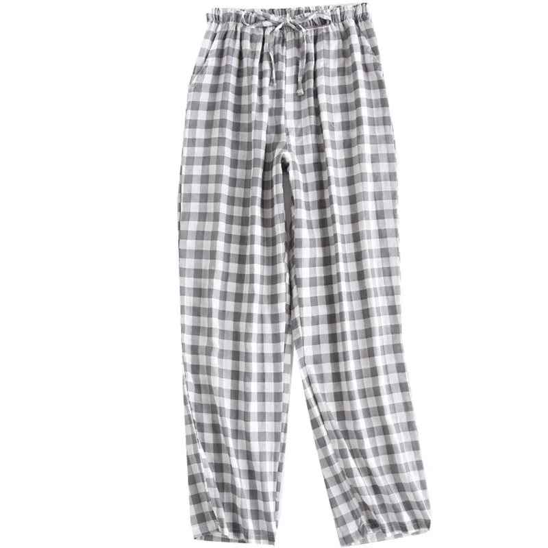 Spring Summer Women Cotton Gauze Sleepwear Long Pants Casual Men Plaid Sleeping Pants Drawstring Sleep Bottoms Homewear Trousers 
Spring Summer Women Cotton Gauze Sleepwear Long Pants Casual Men Plaid Sleeping Pants Drawstring Sleep Bottoms Homewear Trousers