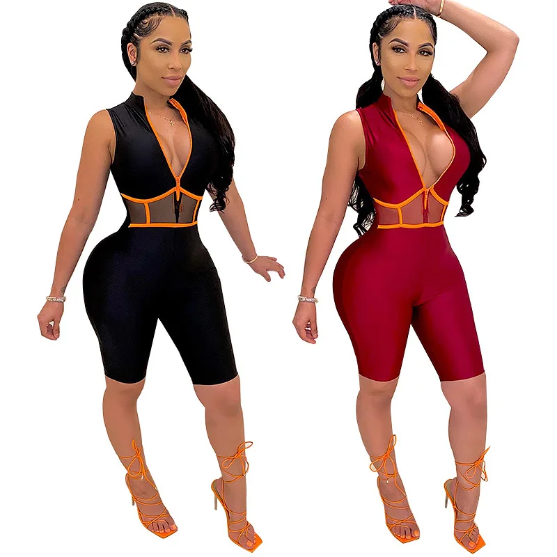 Women Summer Splicing V-neck Bodycon Midi Moto Biker Knee Length Jumpsuit Sport Playsuit Bodysuit One Piece Romper
Women Summer Splicing V-neck Bodycon Midi Moto Biker Knee Length Jumpsuit Sport Playsuit Bodysuit One Piece Romper