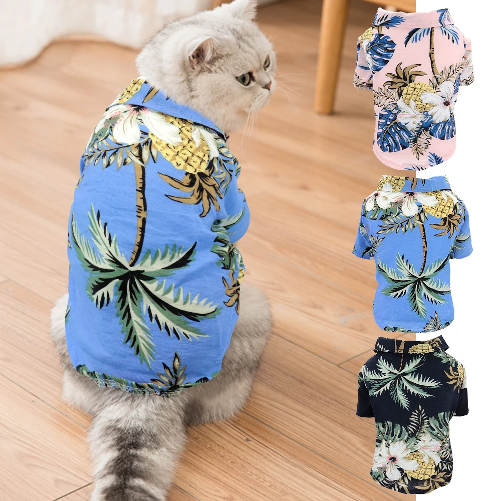 Летняя рубашка для собак и кошек модная одежда домашних животных с принтом