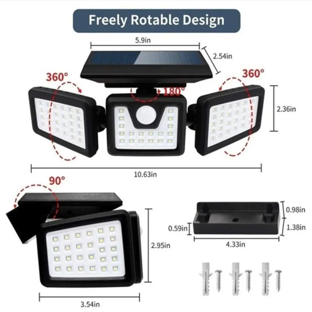 3 head LED Waterproof Wireless Security Solar Wall Motion Sensor Light Home Garden Cabinet Night Light Sunlight Wall Lighting
3 head LED Waterproof Wireless Security Solar Wall Motion Sensor Light Home Garden Cabinet Night Light Sunlight Wall Lighting