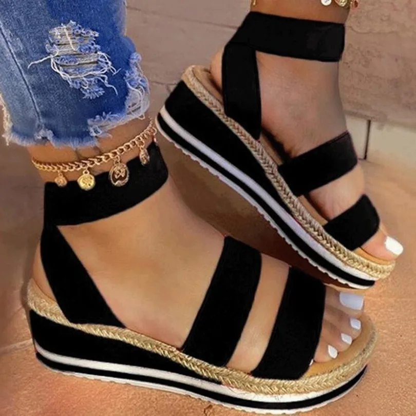 Plus Size Summer Womans Shoes Thick bottom Non-slip Wedges Elastic band Med (3cm-5cm) Ladies Shoes Leisure Beach Women Sandals
Plus Size Summer Womans Shoes Thick bottom Non-slip Wedges Elastic band Med (3cm-5cm) Ladies Shoes Leisure Beach Women Sandals