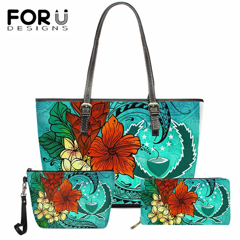 FORUDESIGNS Brand Designer 3 in 1 Women Handbag And Purse Set Pohnpei Polynesian Plumeria Print PU Leather Ladies Shoulder Bags
FORUDESIGNS Brand Designer 3 in 1 Women Handbag And Purse Set Pohnpei Polynesian Plumeria Print PU Leather Ladies Shoulder Bags