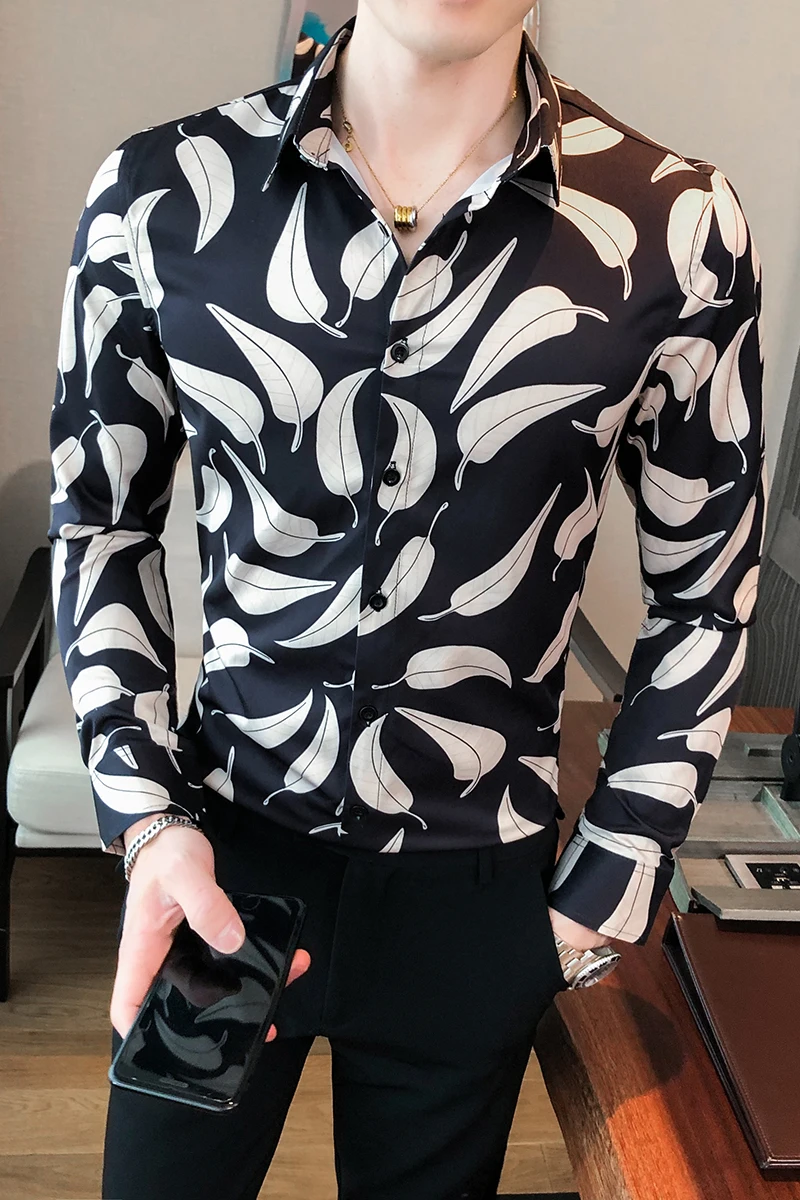 British Style Simple Black Men Shirts Long Sleeve Digital Print Slim Fit Casual Club Prom Tuxedo Streetwear Blouse Homme 3XL-M
British Style Simple Black Men Shirts Long Sleeve Digital Print Slim Fit Casual Club Prom Tuxedo Streetwear Blouse Homme 3XL-M