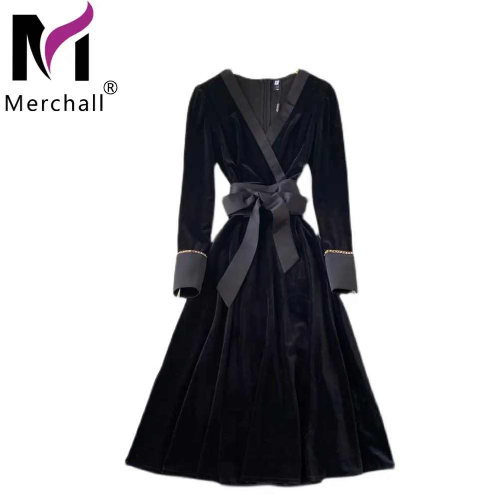 Merchall Vintage Elegant Party Dress Women's V Neck Long Sleeve Bow Sashes Robe 2021 Runway Design Autumn Winter Vestidos M78907
Merchall Vintage Elegant Party Dress Women's V Neck Long Sleeve Bow Sashes Robe 2021 Runway Design Autumn Winter Vestidos M78907