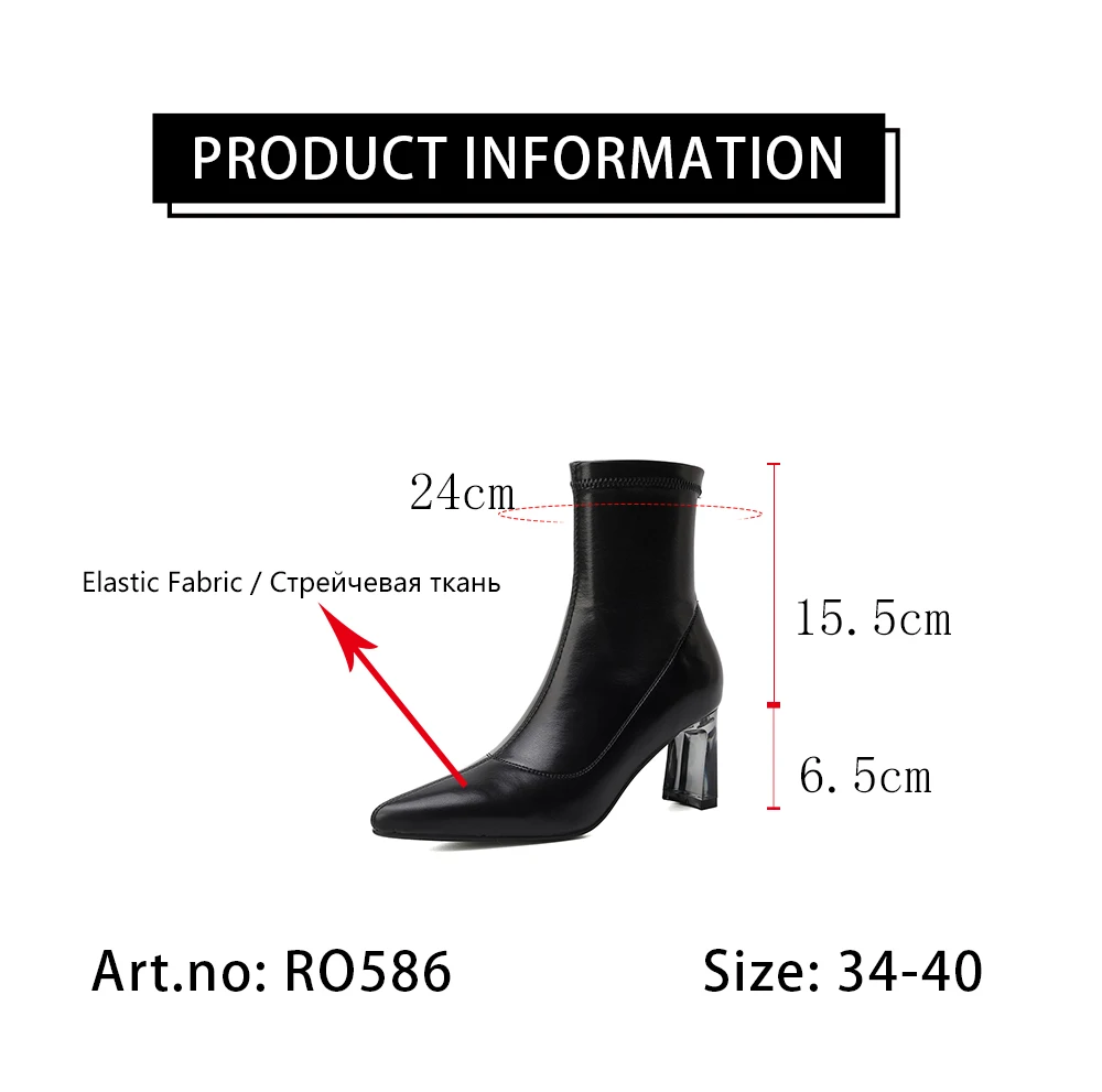 RJN New Comfortable Elastic Ankle Boots Sexy Pointed Toe High-quality Women Shoes Fashion Design Mid Heel Lady Boots RO586
RJN New Comfortable Elastic Ankle Boots Sexy Pointed Toe High-quality Women Shoes Fashion Design Mid Heel Lady Boots RO586