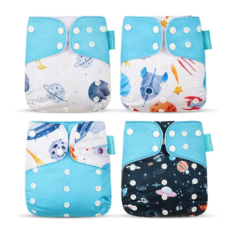 Happyflute 4Pcs/Set Baby Cloth Diaper Pocket Waterproof Cover Nappies Reusable Washable Adjustable Fashion Diapers | Мать и ребенок