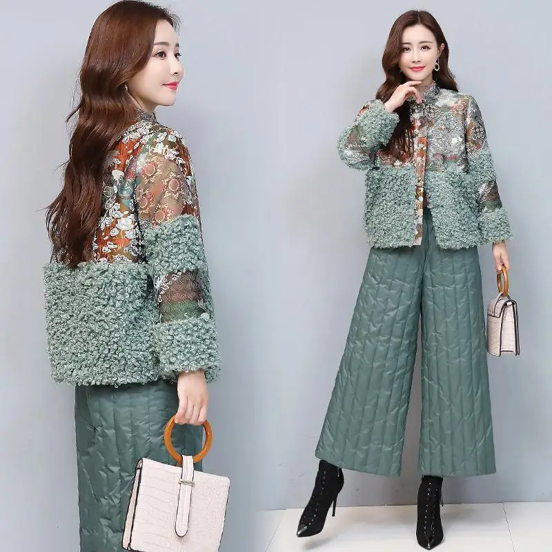 Chinese Style 2 Piece Sets Womens Outfits Padded Cotton Female Jacket Floral Survetement Femme Matching Sets Jacket&pants
Chinese Style 2 Piece Sets Womens Outfits Padded Cotton Female Jacket Floral Survetement Femme Matching Sets Jacket&pants