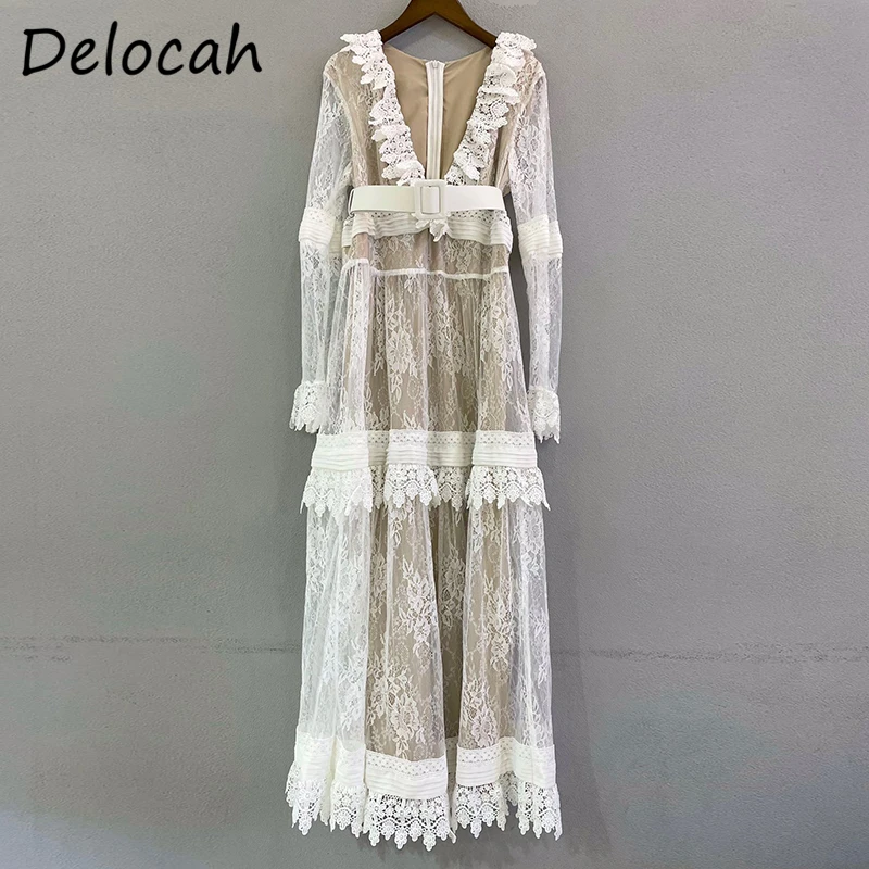 Delocah New 2021 Autumn Women Fashion Runway Party Maxi Dress Flare Sleeve Gorgeous Lace Embroidery Elegant Ladies Mesh Dresses
Delocah New 2021 Autumn Women Fashion Runway Party Maxi Dress Flare Sleeve Gorgeous Lace Embroidery Elegant Ladies Mesh Dresses