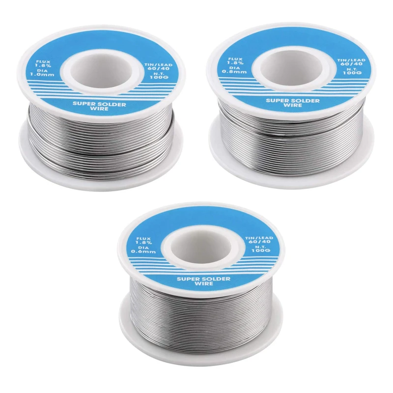 NEW 100g 0.6/0.8/1/1.2 63/37 FLUX 2.0% 45FT Tin Lead Tin Wire Melt Rosin Core Solder Soldering Wire Roll No-clean
NEW 100g 0.6/0.8/1/1.2 63/37 FLUX 2.0% 45FT Tin Lead Tin Wire Melt Rosin Core Solder Soldering Wire Roll No-clean