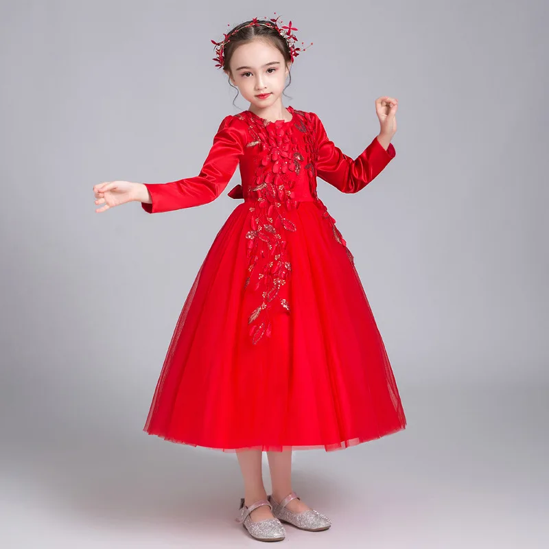 Exquisite Little Girl Red Long Sleeves Puffy Flower Wedding Gowns Kids Baby Birthday Graduation Party First Communion Dresses
Exquisite Little Girl Red Long Sleeves Puffy Flower Wedding Gowns Kids Baby Birthday Graduation Party First Communion Dresses