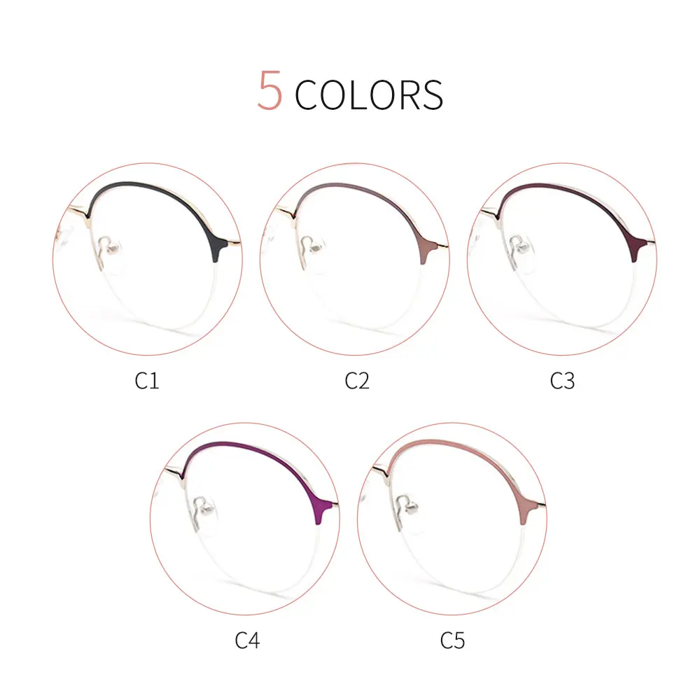 LUCIDIE Woman Half-frame Computer Eyewear Round Metal Female Optical Glasses Frames Myopia Eyeglasses Anti Blue Ray Spectacles
LUCIDIE Woman Half-frame Computer Eyewear Round Metal Female Optical Glasses Frames Myopia Eyeglasses Anti Blue Ray Spectacles