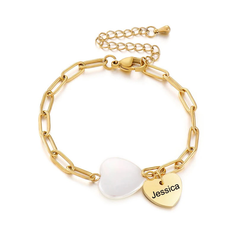 Custom Stainless Steel Heart Charm Bracelets Women's Bracelet Personalized Name Jewelry Gift
Custom Stainless Steel Heart Charm Bracelets Women's Bracelet Personalized Name Jewelry Gift