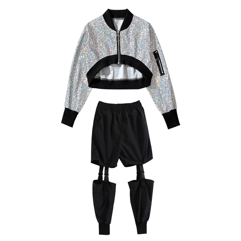 Hip Hop Kids Reflective Jacket Girls Fashion Jazz Dance Costume Children Splicing Pant Ballroom Performance Stage Rave Clothes
Hip Hop Kids Reflective Jacket Girls Fashion Jazz Dance Costume Children Splicing Pant Ballroom Performance Stage Rave Clothes