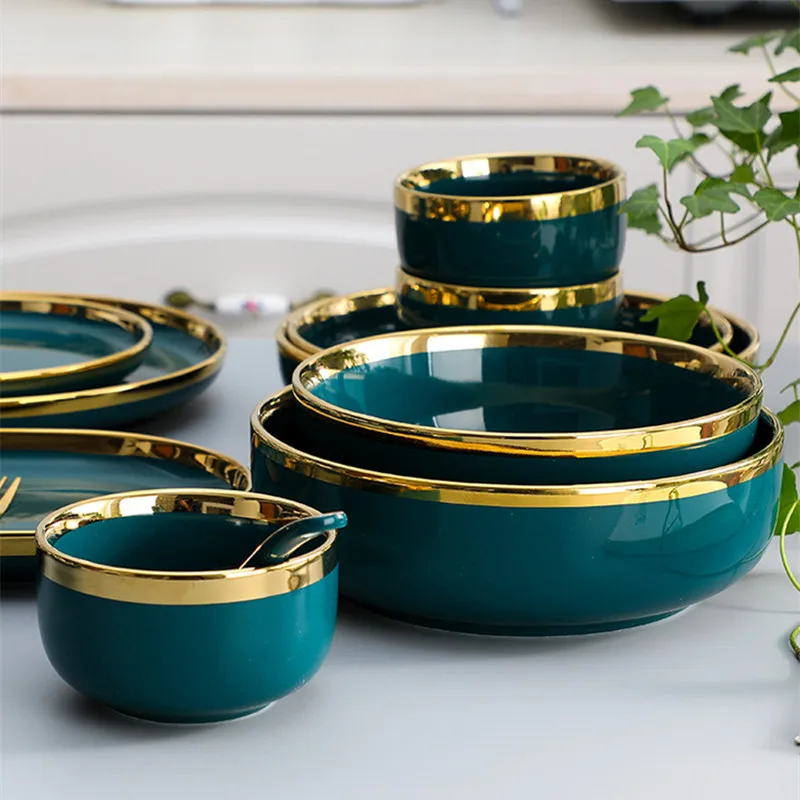 Hot Sale Gilt Rim Ceramics Tableware Kitchen Food Plate Bowl Cutlery Dish Quality Porcelain Plates Dinner Set For Family Hotel 
Hot Sale Gilt Rim Ceramics Tableware Kitchen Food Plate Bowl Cutlery Dish Quality Porcelain Plates Dinner Set For Family Hotel