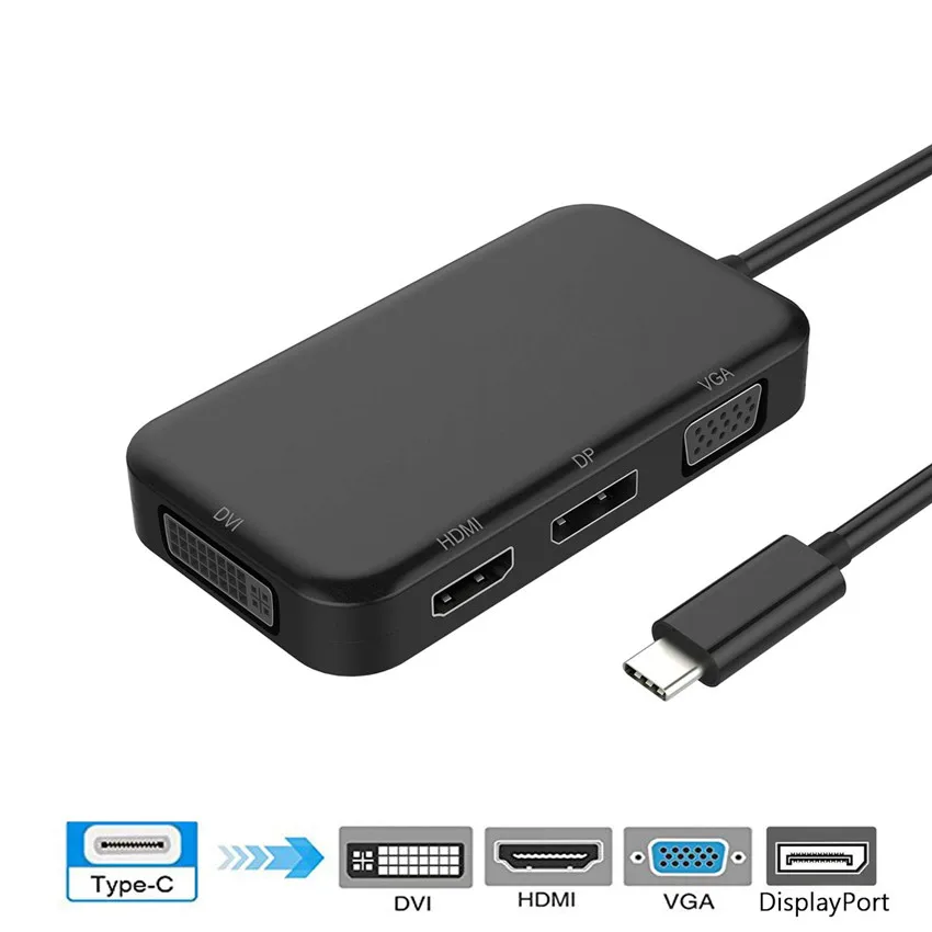 Фото Конвертер USB C на HDMI 4K VGA DP DVI адаптер для Macbook Dell док станция Thunderbolt 60 Гц|Адаптеры