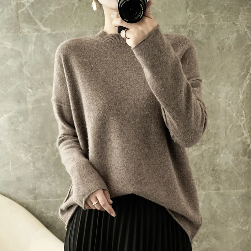 

100% Wool Cashmere Sweater Women Sweat Absorption And Ventilation Female Knitted Jumpers Pullovers Solid Turtleneck Luxury Tops