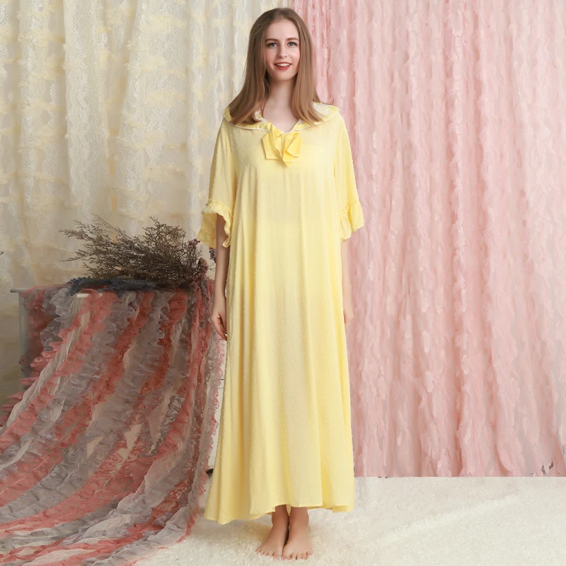 Yellow Nightgown Woman Loose Nightdress Short sleeve Long Dress Lady Summer Sleepwear Nightgowns Pregnant woman
Yellow Nightgown Woman Loose Nightdress Short sleeve Long Dress Lady Summer Sleepwear Nightgowns Pregnant woman