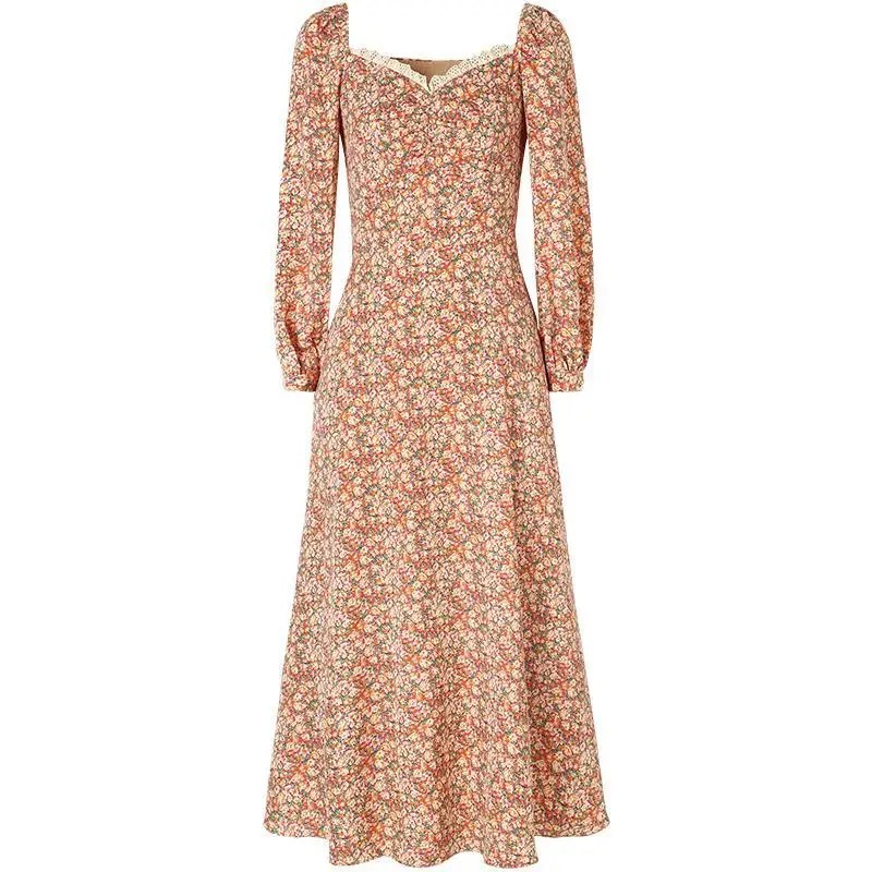 French Retro Floral Print Dress Women Sweet Elegant Temperament Party Midi Dress Casual Outdoor Holiday Summer Korean Dress 2021 
French Retro Floral Print Dress Women Sweet Elegant Temperament Party Midi Dress Casual Outdoor Holiday Summer Korean Dress 2021