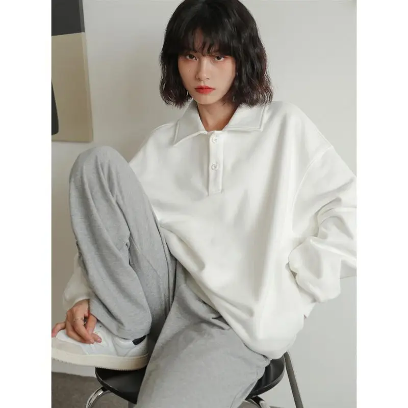 White Sweatshirt Women's Autumn Winter Warm Shirts 2022 New Korean Polo Collar Loose Simple Casual Solid All-match Home Blouse
White Sweatshirt Women's Autumn Winter Warm Shirts 2022 New Korean Polo Collar Loose Simple Casual Solid All-match Home Blouse