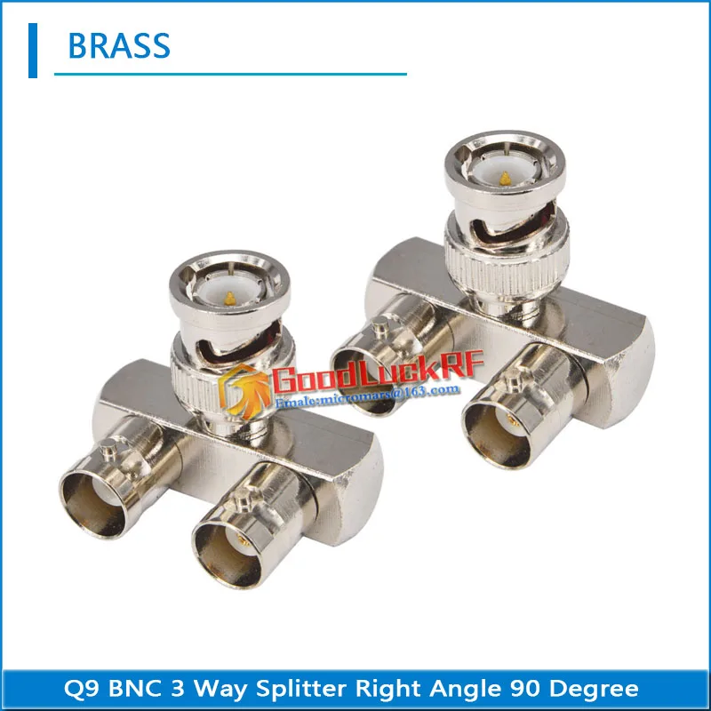 BNC 3 Way Splitter BNC Male To 2 Dual BNC Female Right Angle 90 Degree RF Connector Adapter Video Coaxial for CCTV Camera
BNC 3 Way Splitter BNC Male To 2 Dual BNC Female Right Angle 90 Degree RF Connector Adapter Video Coaxial for CCTV Camera