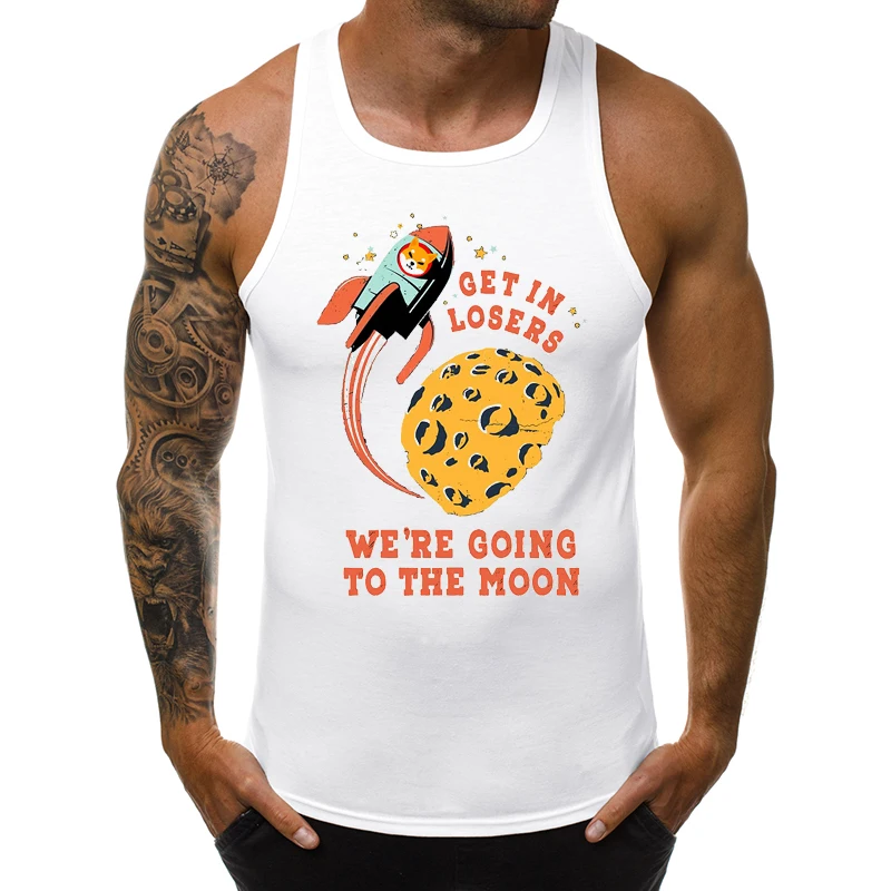 Hold On We're Going To The Moon Men Tank Tops Funny Rocket Shiba Inu Printed Sleeveless Singlet Casual Clothing Cool Vest
Hold On We're Going To The Moon Men Tank Tops Funny Rocket Shiba Inu Printed Sleeveless Singlet Casual Clothing Cool Vest
