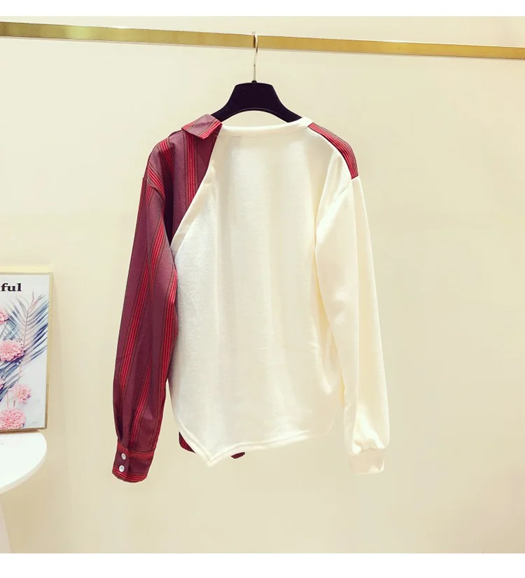 False Two-Piece Hoodies Women's 2021 Spring New Stitching Irregular Striped Shirt Casual Long-Sleeved Blouse Fashion Tops
False Two-Piece Hoodies Women's 2021 Spring New Stitching Irregular Striped Shirt Casual Long-Sleeved Blouse Fashion Tops