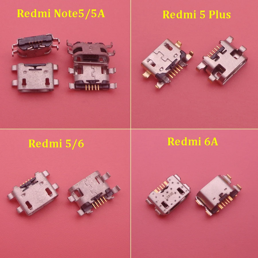 

10pcs For Xiaomi Redmi 4A 4X 5 plus 5plus 6 Note 5A Micro USB connector 5pin jack socket female charging port power plug dock