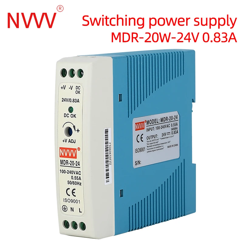 NVVV MDR 10W 20 Вт одиночный выход промышленный din рейка выключатель питания 100 240VAC к DC 12V
