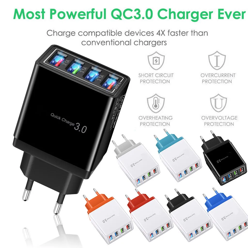 4 порта Быстрая быстрая зарядка для Xiaomi Huawei универсальный планшет QC 3 0 USB Hub
