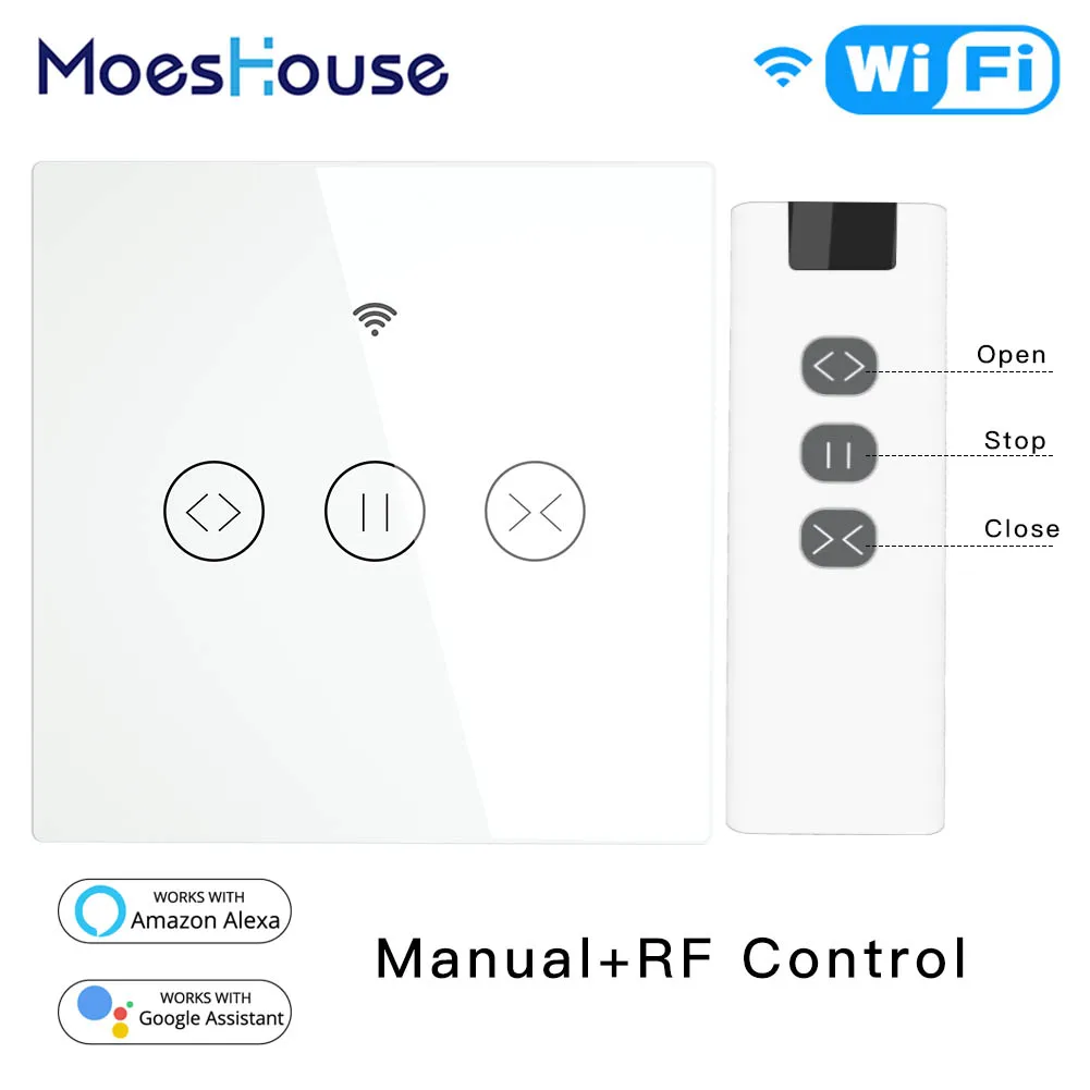 RF WiFi Smart Touch Curtain Blinds Roller Shutter Switch Tuya Smart Life App Remote Control,Work with Alexa Echo Google Home
RF WiFi Smart Touch Curtain Blinds Roller Shutter Switch Tuya Smart Life App Remote Control,Work with Alexa Echo Google Home