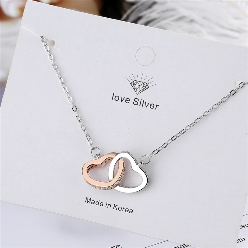 2021New Korean Crystal Trendy Silver Plated Clavicle Zircon Double Heart Pendant Necklace for Women New Gift Jewelry
2021New Korean Crystal Trendy Silver Plated Clavicle Zircon Double Heart Pendant Necklace for Women New Gift Jewelry