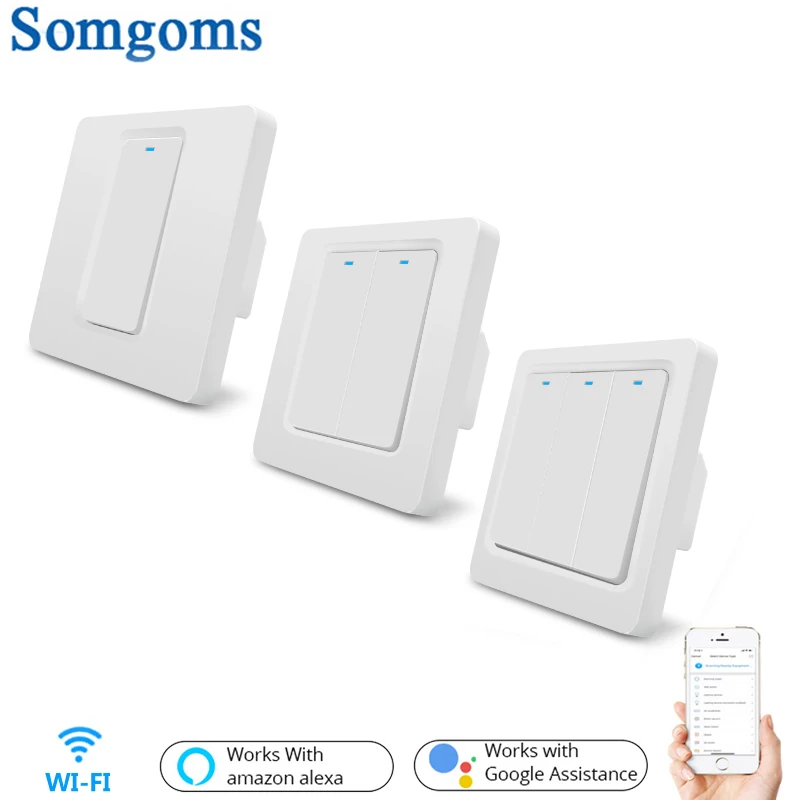 Smart Switch WiFi Push Button Wall Light Switches EU AC 90v 250v No Neutral Tuya Wireless Control Alexa Google Home Compatible
Smart Switch WiFi Push Button Wall Light Switches EU AC 90v 250v No Neutral Tuya Wireless Control Alexa Google Home Compatible