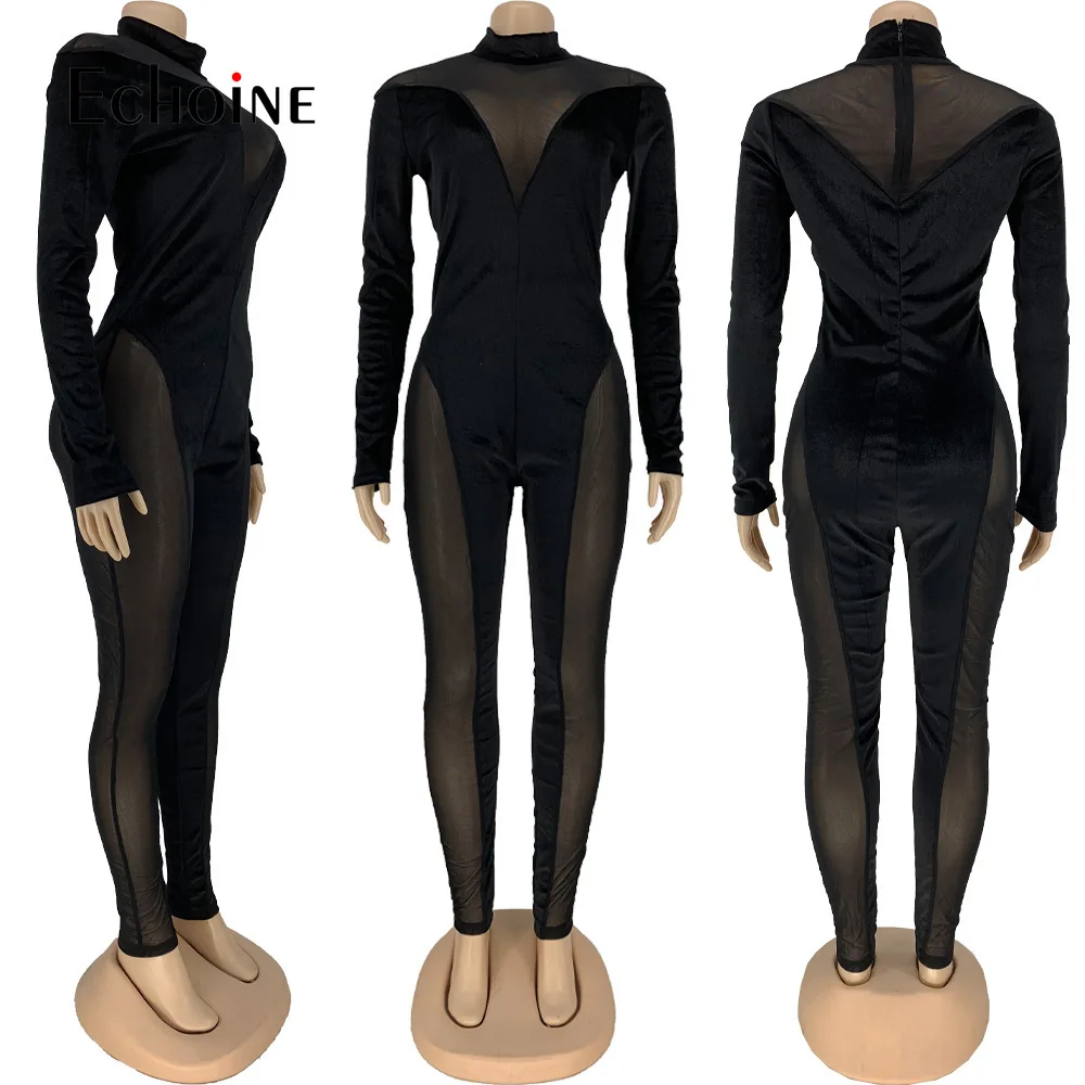 Echoine Women Autumn Winter Mesh Velvet Patchwork Jumpsuit Sexy Club Party High Waist Bodycon Rompers Outfit bodysuit overalls
Echoine Women Autumn Winter Mesh Velvet Patchwork Jumpsuit Sexy Club Party High Waist Bodycon Rompers Outfit bodysuit overalls