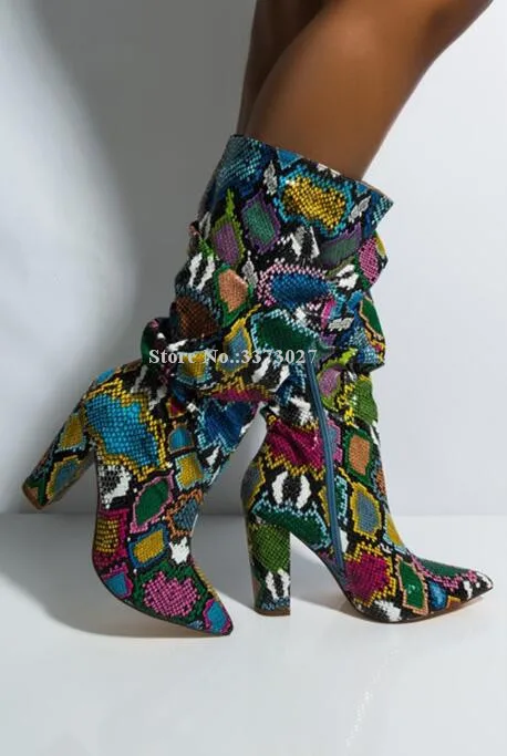 Snakeskin Printed Chunky Heel Mid-Calf Boots Ladies Fashion Poined Toe Mixed Color Thick Heels Short Boots Woman Large Size Boot
Snakeskin Printed Chunky Heel Mid-Calf Boots Ladies Fashion Poined Toe Mixed Color Thick Heels Short Boots Woman Large Size Boot
