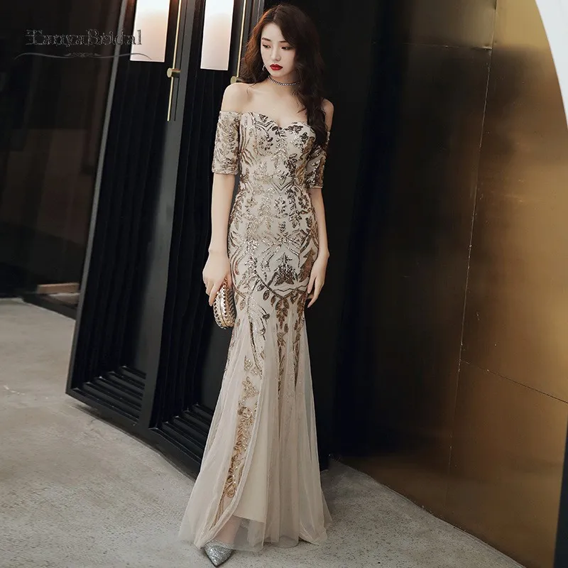 2020 New Listing Off-the-shoulder Sequin Evening Gown Long Paragraph Bridal Dress Fashion Party Temperament Elegant Prom Gowns
2020 New Listing Off-the-shoulder Sequin Evening Gown Long Paragraph Bridal Dress Fashion Party Temperament Elegant Prom Gowns