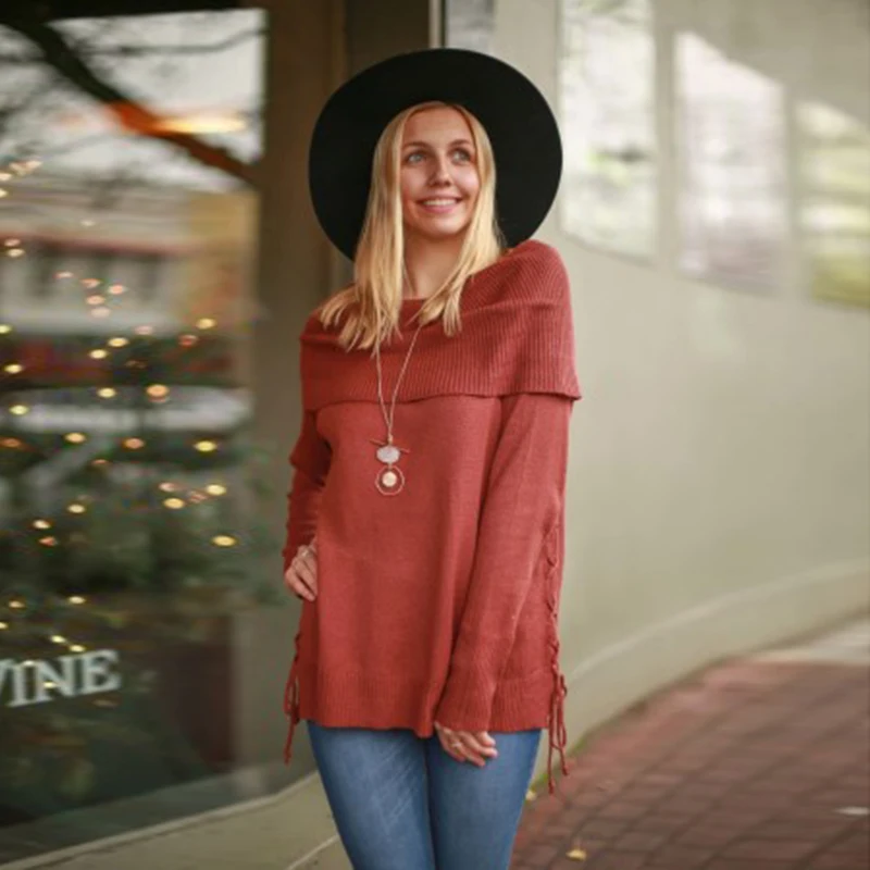 Umeko Autumn Winter Women's Slash Neck Strapless Knitted Sweater Long sleeve Solid Warm Loose Casual Ladies Pullovers Sweater
Umeko Autumn Winter Women's Slash Neck Strapless Knitted Sweater Long sleeve Solid Warm Loose Casual Ladies Pullovers Sweater